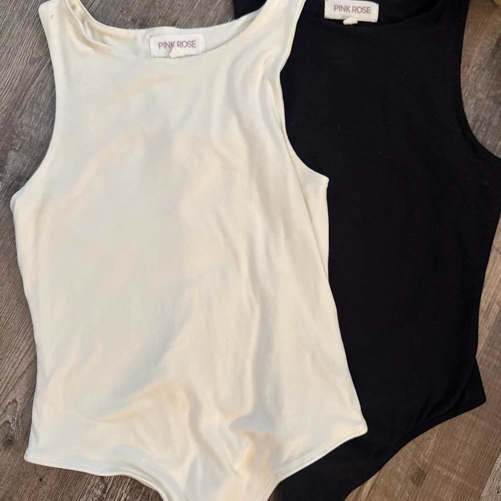 Pink Rose women’s body suit bundle  - Black and off white
